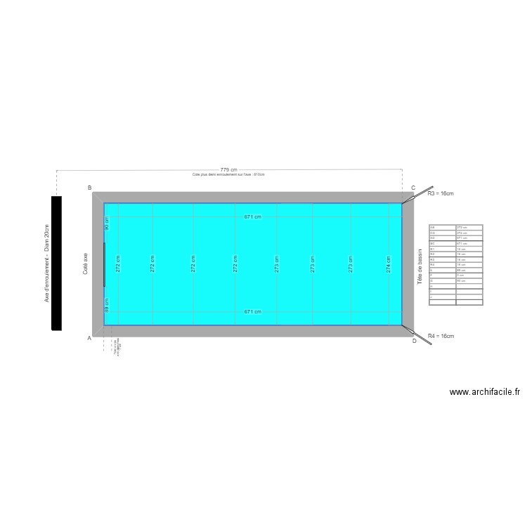 Havet - Tablier piscine. Plan de 1 pièce et 18 m2