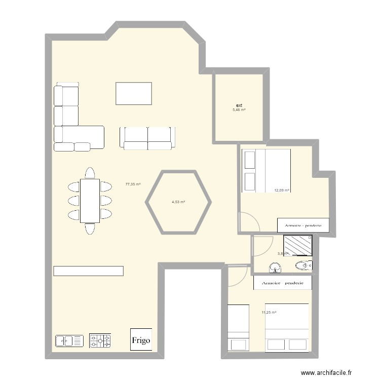 kerkouane etage. Plan de 6 pièces et 120 m2