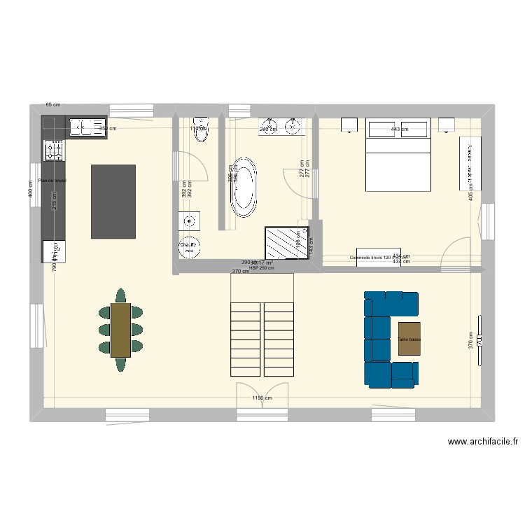 Plan maison 1. Plan de 1 pièce et 90 m2