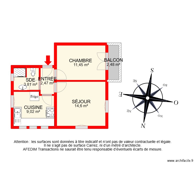 BI 24556. Plan de 7 pièces et 52 m2