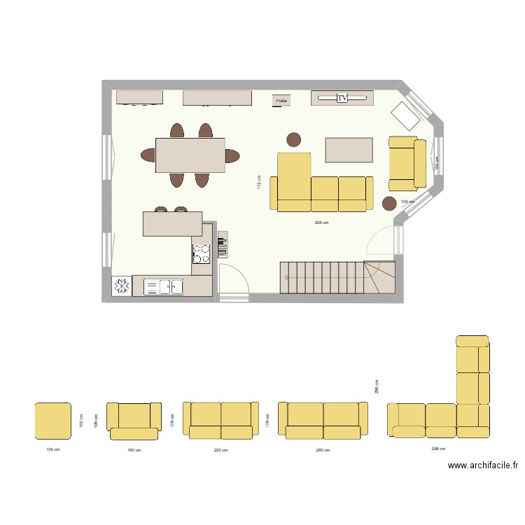 SAMCSA. Plan de 1 pièce et 50 m2