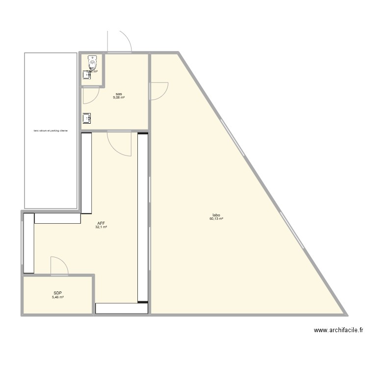 Labo 3 terrain entier. Plan de 5 pièces et 108 m2