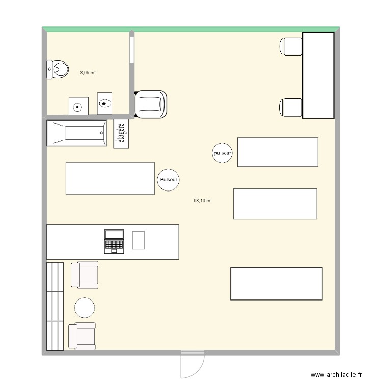 salon de toilettage 2. Plan de 2 pièces et 106 m2