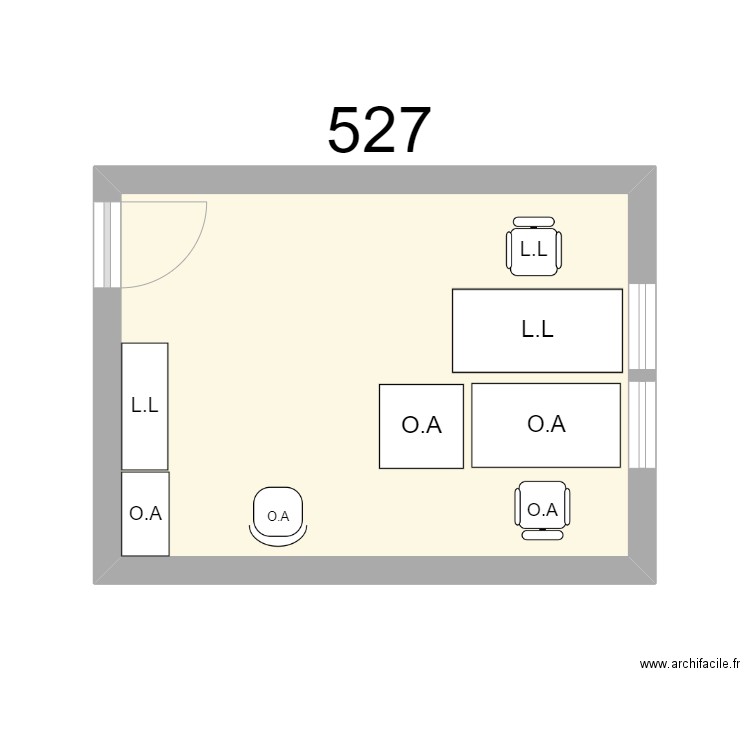 Bureau R 527 -L.LEMAIRE - O.ATSE. Plan de 1 pièce et 16 m2