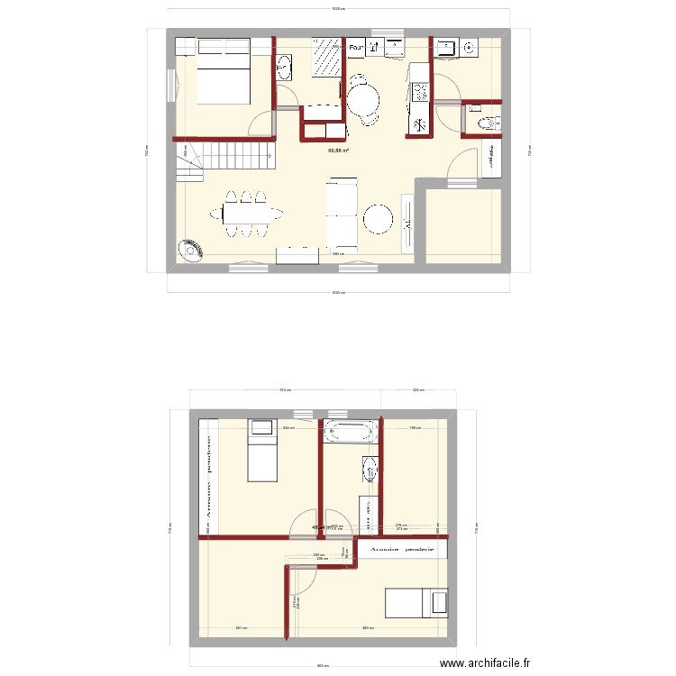 petite maison v2. Plan de 2 pièces et 115 m2