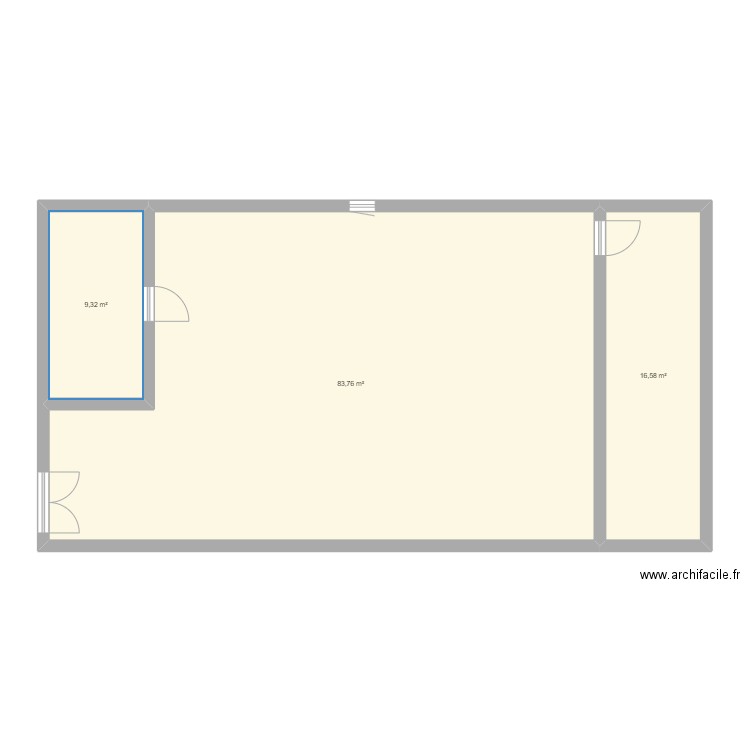 salon de coiffre. Plan de 3 pièces et 110 m2