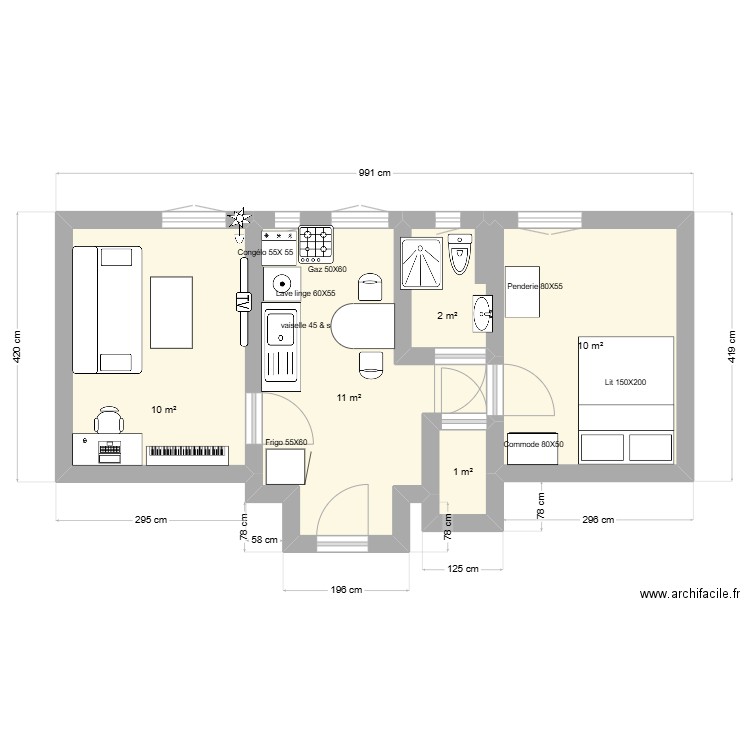 projet3. Plan de 5 pièces et 34 m2