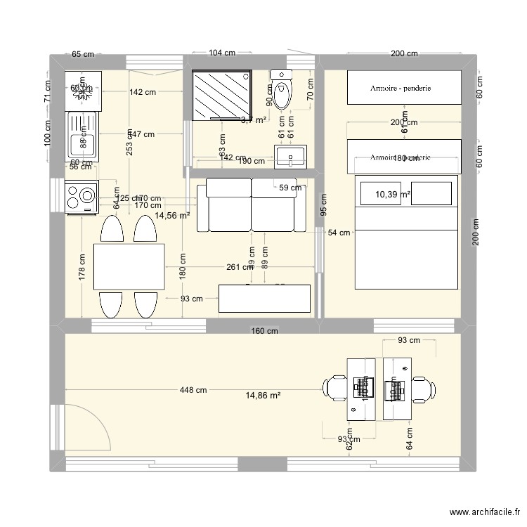 BUY1. Plan de 4 pièces et 44 m2