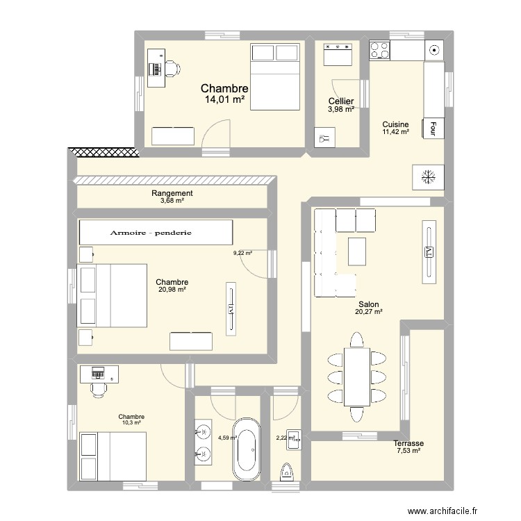 Ma maison. Plan de 11 pièces et 108 m2