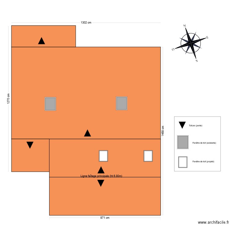 Plan des toitures. Plan de 0 pièce et 0 m2