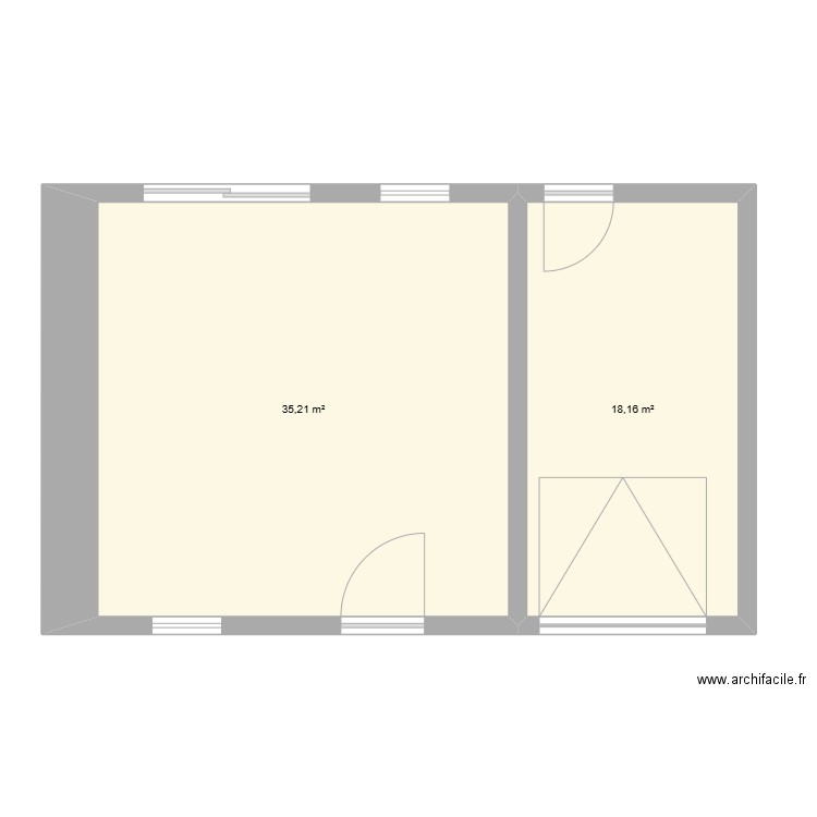 maison. Plan de 2 pièces et 53 m2