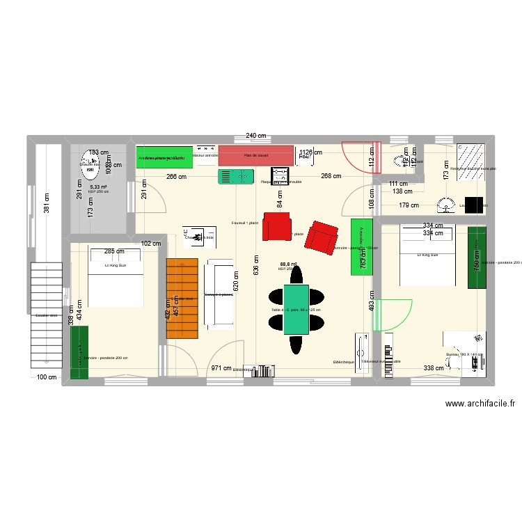 Maison Bois sur 2Niv + toit en Terrasse_2. Plan de 2 pièces et 94 m2