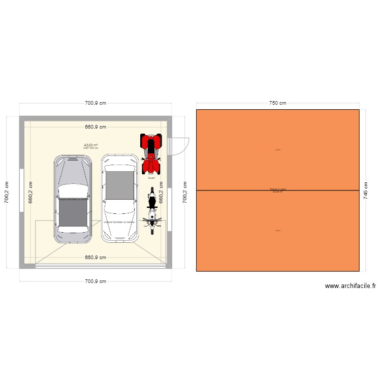 GARAGE . Plan de 1 pièce et 44 m2