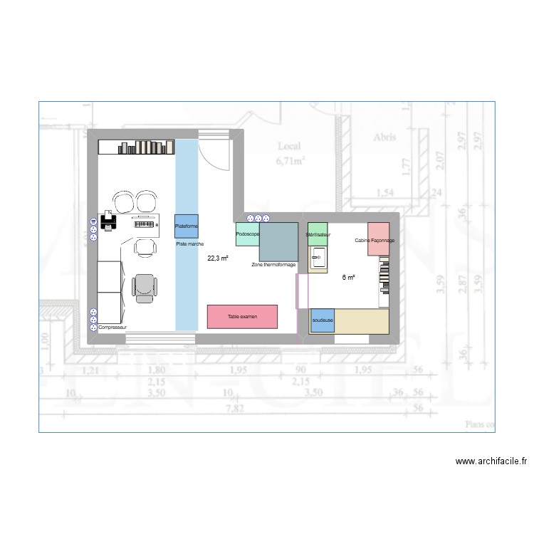 msp ghyvelde. Plan de 2 pièces et 28 m2