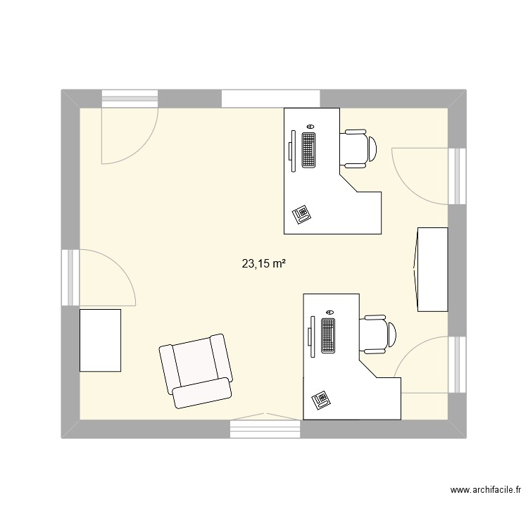 Brigeou. Plan de 1 pièce et 23 m2