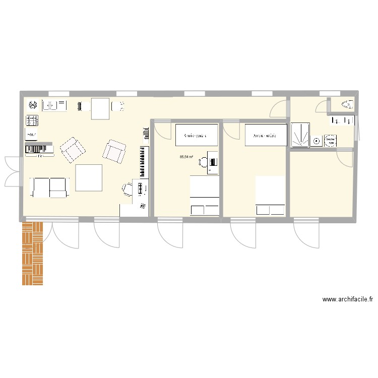 box2. Plan de 1 pièce et 86 m2