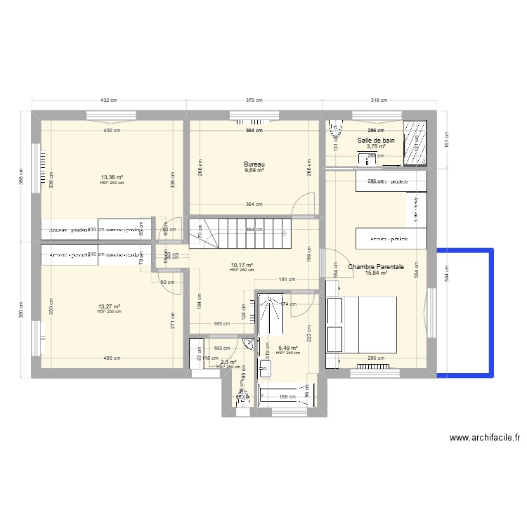 romilly-etage1-projet-3. Plan de 8 pièces et 74 m2