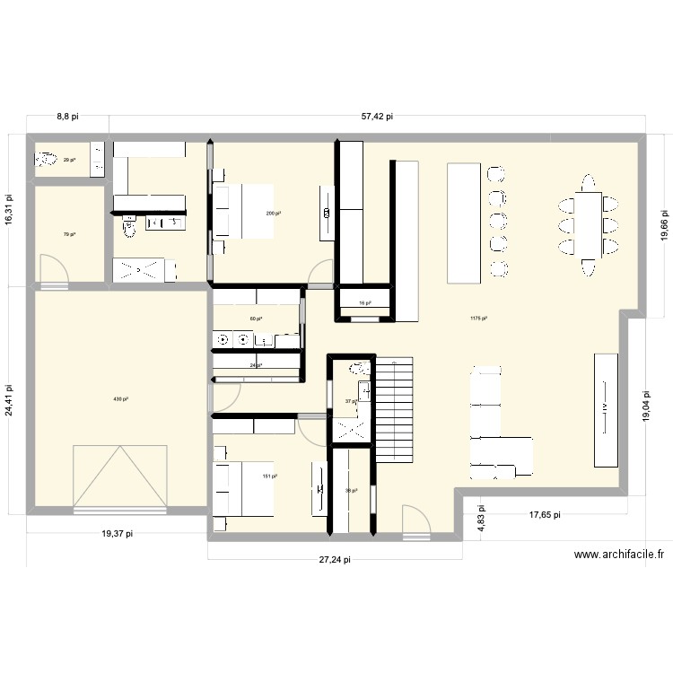 plan5. Plan de 31 pièces et 650 m2