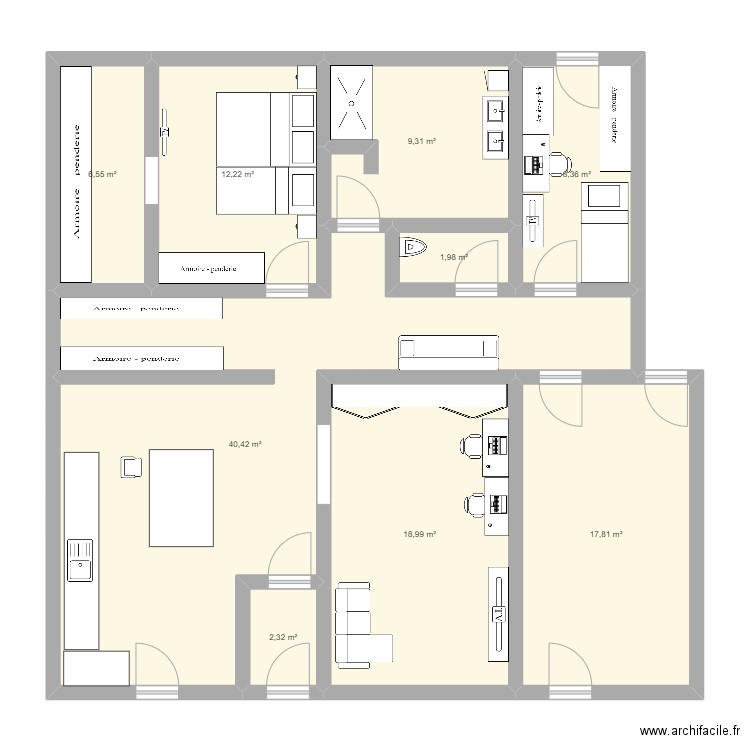 maison. Plan de 9 pièces et 118 m2