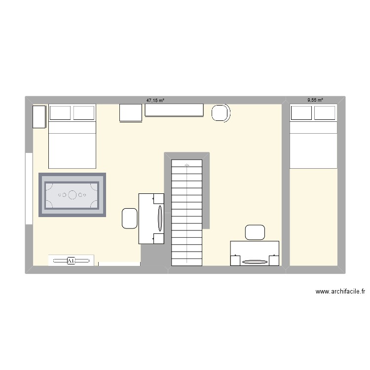 Plan de chambre. Plan de 2 pièces et 57 m2