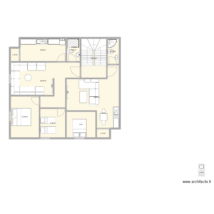 Plan possibility 1. Plan de 11 pièces et 106 m2