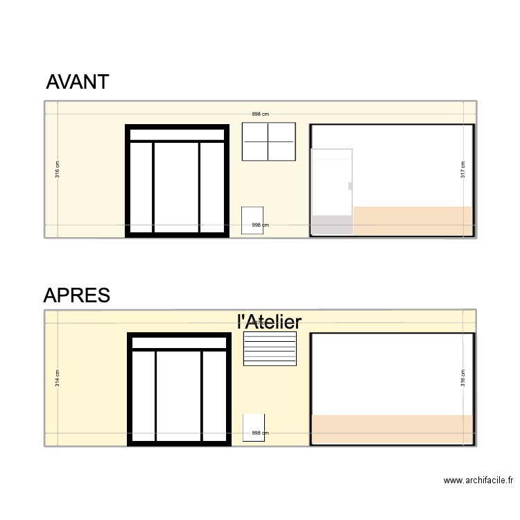 Facade l'Atelier. Plan de 2 pièces et 63 m2