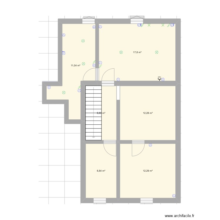 SSL. Plan de 6 pièces et 67 m2