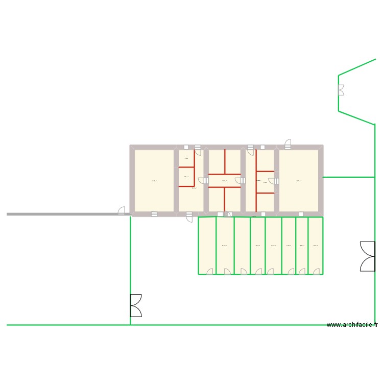 Pension canine de la Prêlée. Plan de 15 pièces et 321 m2