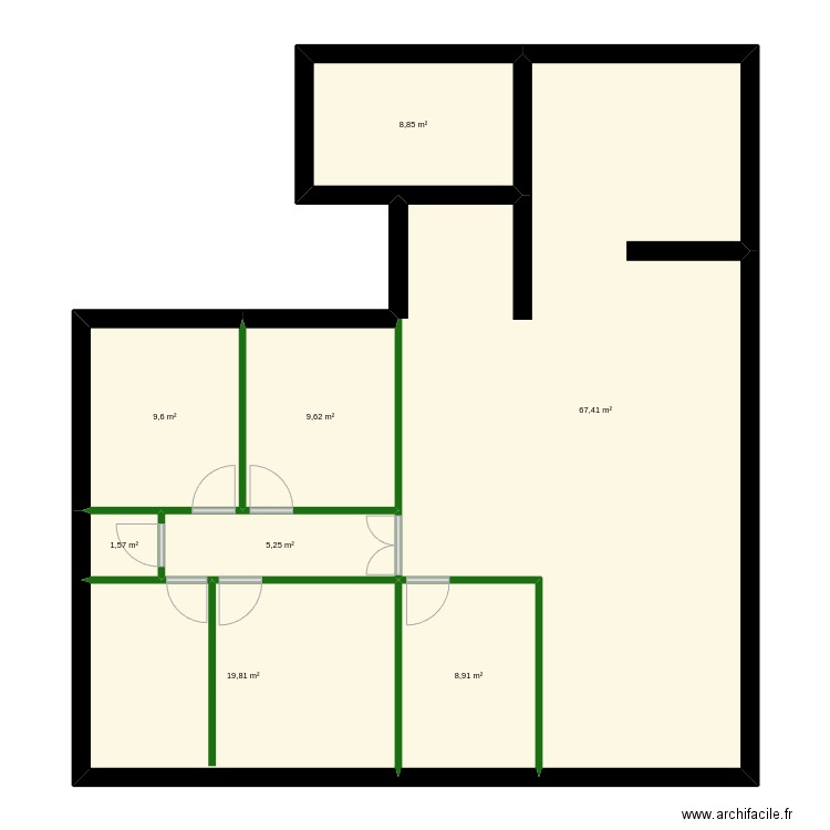 Maison 1. Plan de 8 pièces et 131 m2