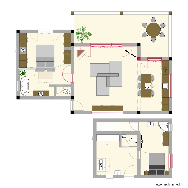 Seborga 1 chambre SDB semi-fermée. Plan de 8 pièces et 115 m2