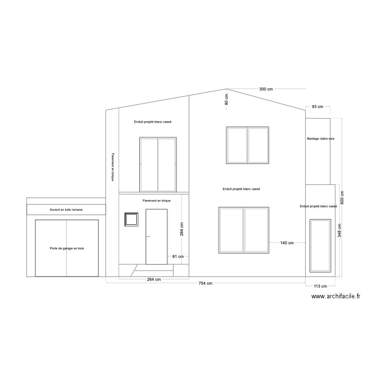 plan de facade Ouest. Plan de 0 pièce et 0 m2