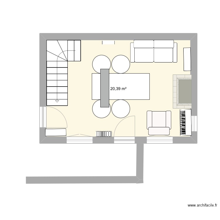 Séjour. Plan de 1 pièce et 20 m2