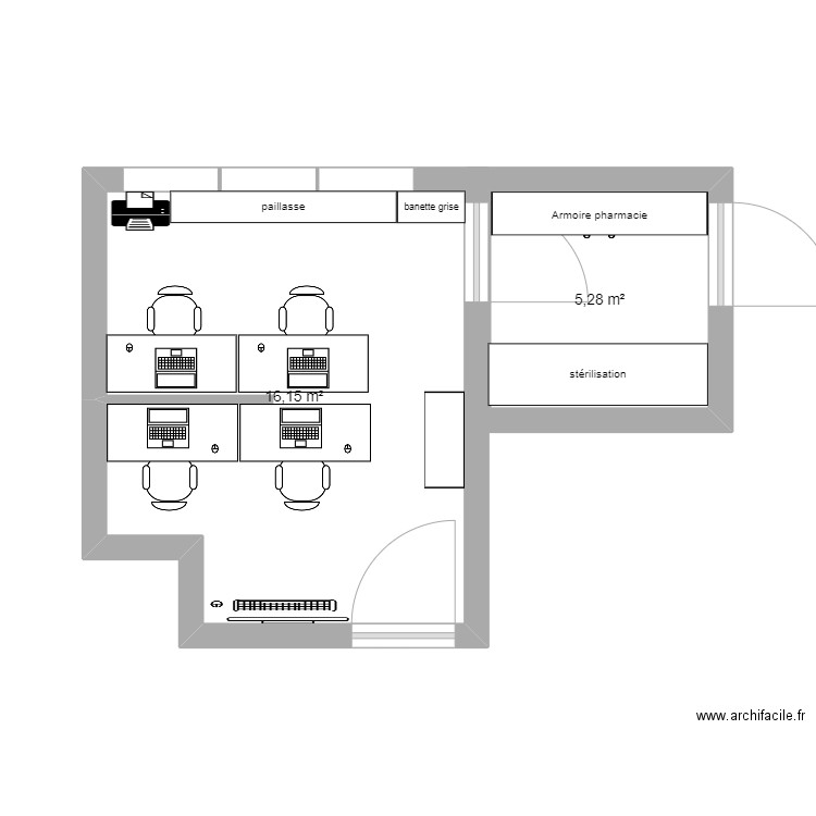 idée plan avec cloison 2 SAUV. Plan de 2 pièces et 21 m2