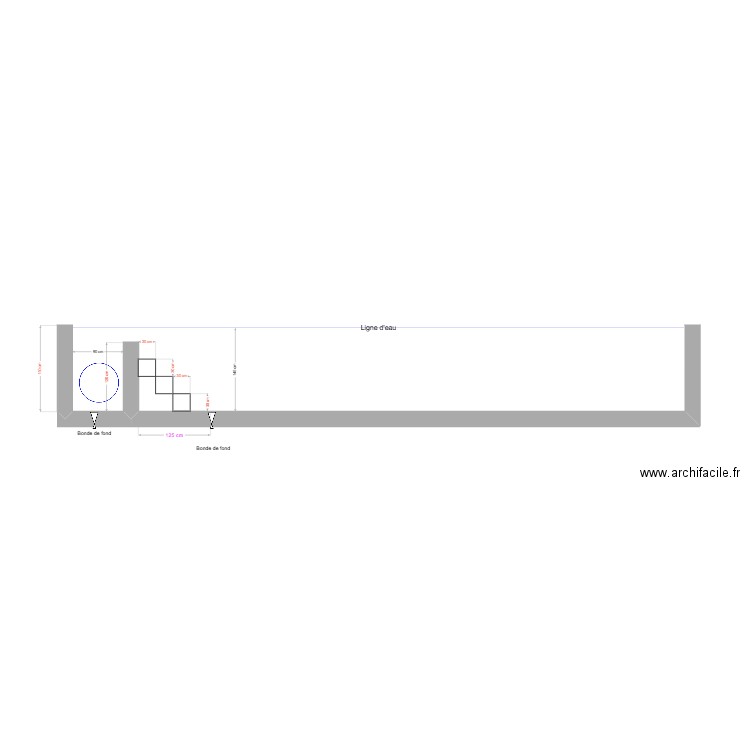 Plan coupe piscine. Plan de 0 pièce et 0 m2