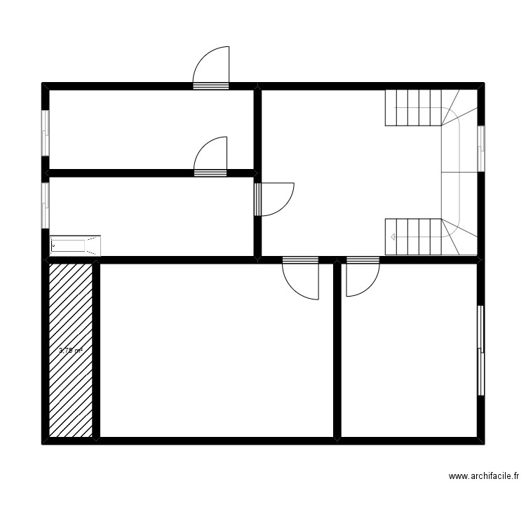 1er etage Siméon. Plan de 6 pièces et 69 m2