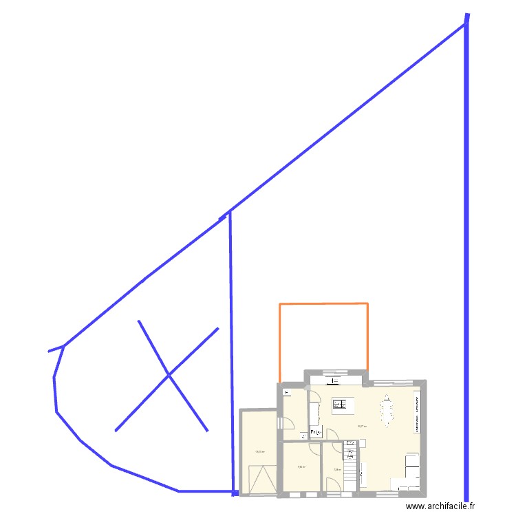 REZ. Plan de 5 pièces et 89 m2