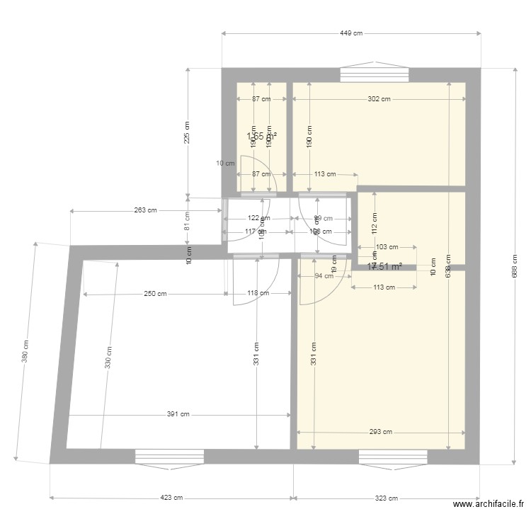 LA BOVE 34 PLAN 1ER ETAGE. Plan de 2 pièces et 19 m2