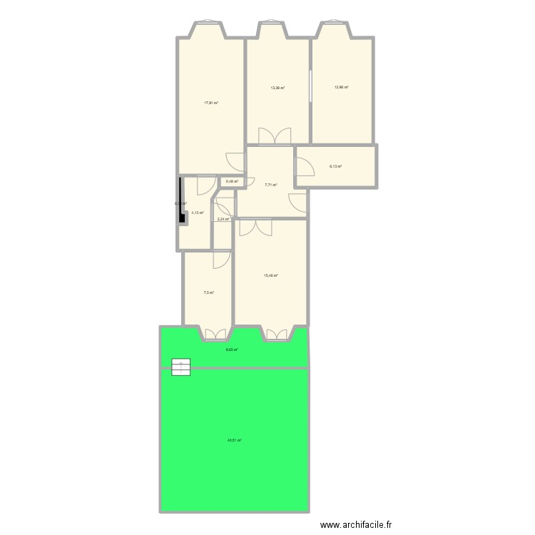 Before rénos. Plan de 13 pièces et 138 m2