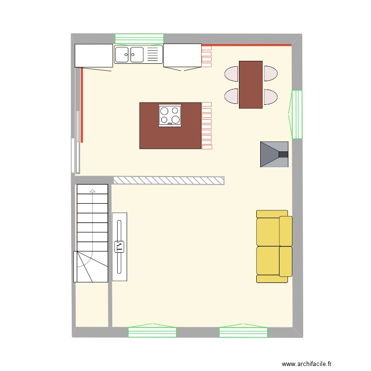 GUERVILLE. Plan de 1 pièce et 41 m2