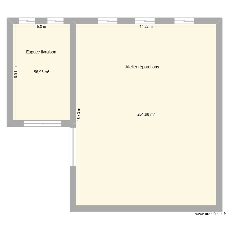 ATELIER ESPACE LIV. Plan de 2 pièces et 319 m2