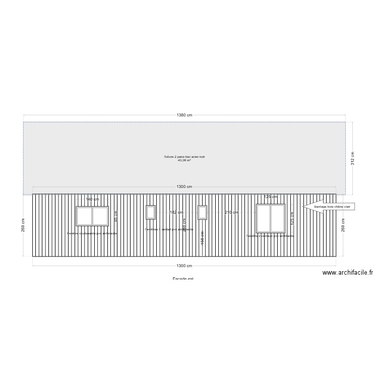 Façade est. Plan de 0 pièce et 0 m2