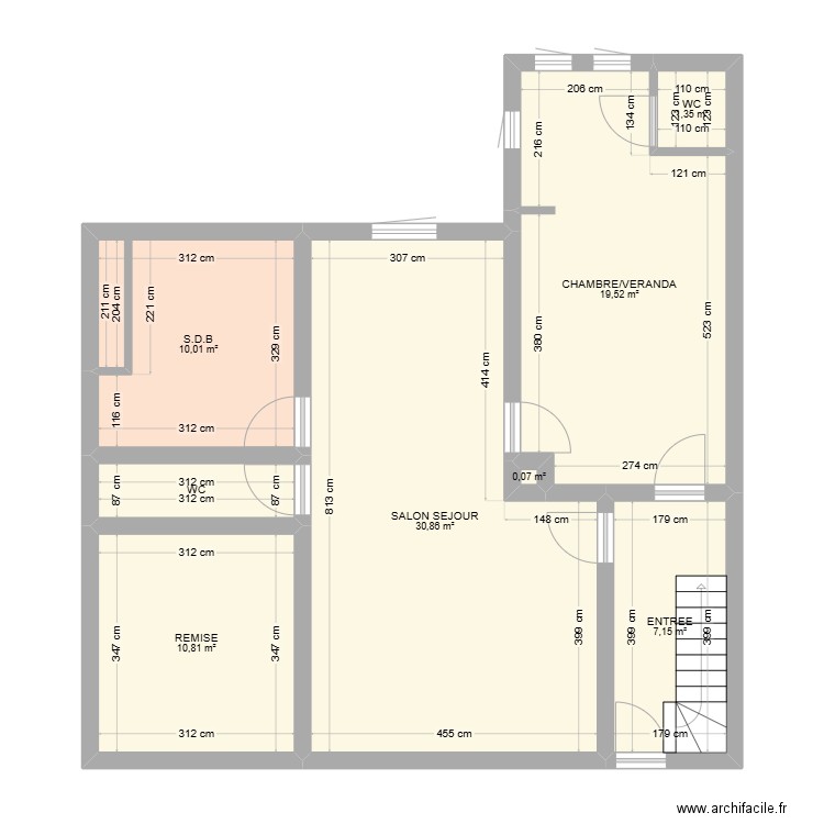 RDC RETZWILLER. Plan de 8 pièces et 82 m2