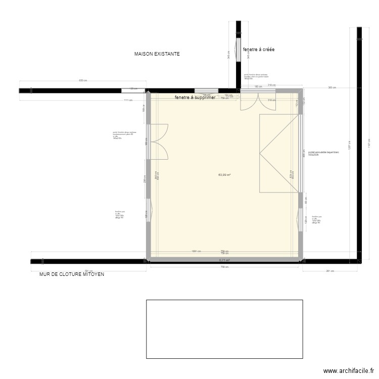 GARAGE. Plan de 2 pièces et 65 m2