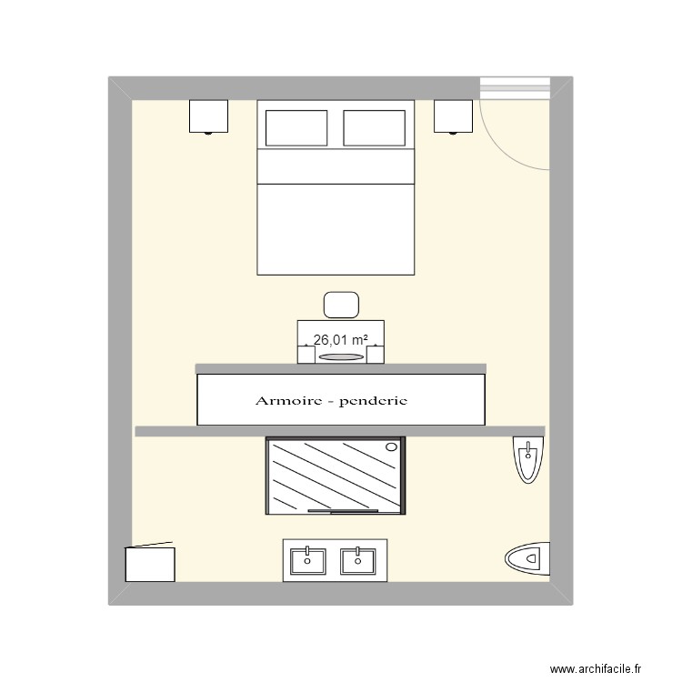 FUTURE MAISON SISSI & DAMISH. Plan de 1 pièce et 26 m2