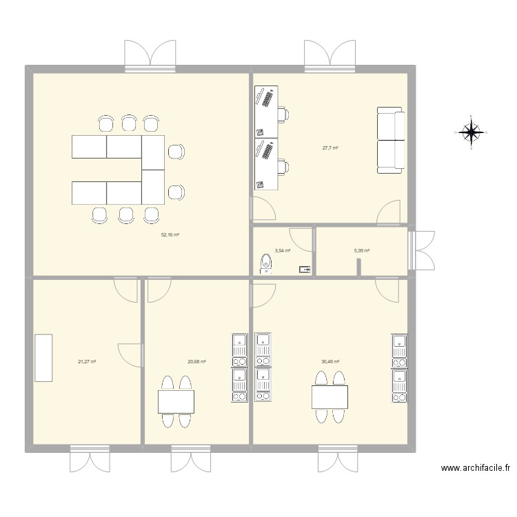 Pavillon 18. Plan de 7 pièces et 161 m2