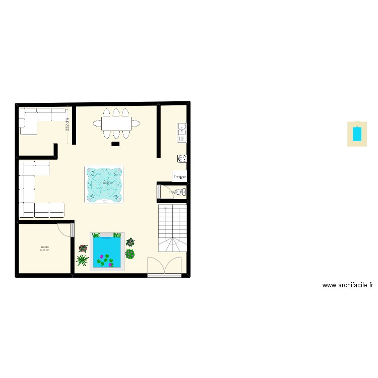 riad moi. Plan de 3 pièces et 98 m2