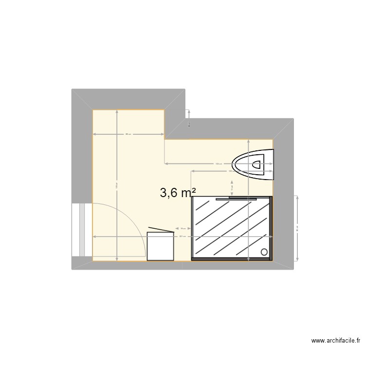 sdb rdc st sylvain. Plan de 1 pièce et 4 m2