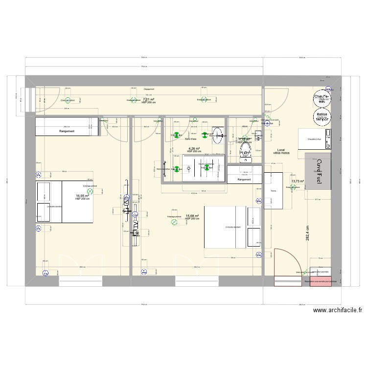 Rivarennes 122D. Plan de 6 pièces et 59 m2