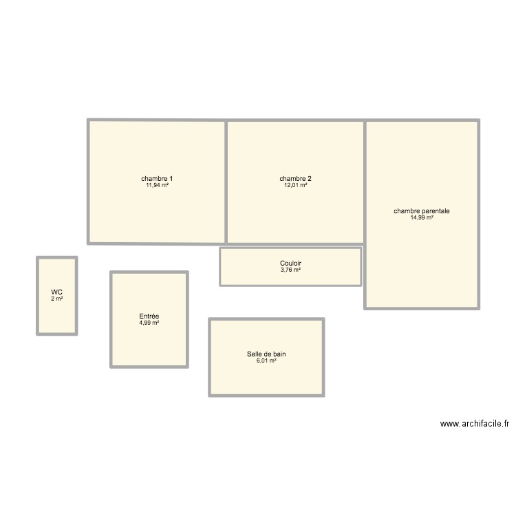 projet maison 1. Plan de 7 pièces et 56 m2