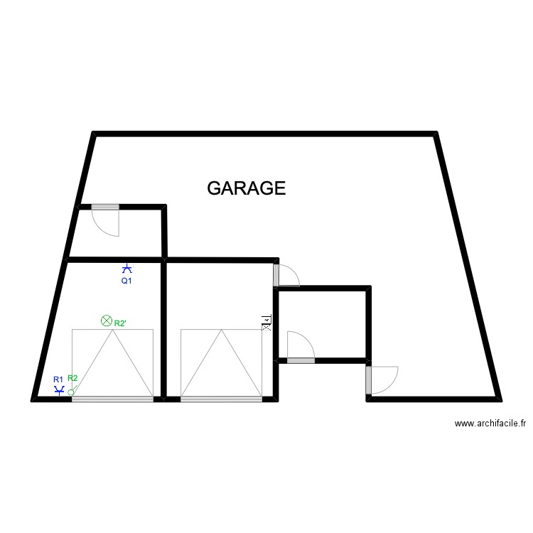 GARAGE KR 002 . Plan de 4 pièces et 85 m2